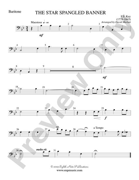 Image result for Baritone Star Spangled Banner Notes