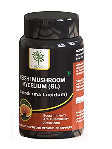 Reishi Mushroom Mycelium Extract Capsules (GL)- 500 mg (90 Capsules ...