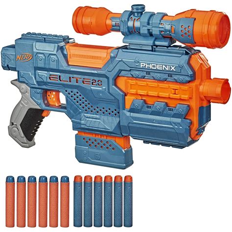 Hasbro Nerf Elite 2.0 Phoenix Cs-6 Motorised Blaster, 12 Official Nerf ...