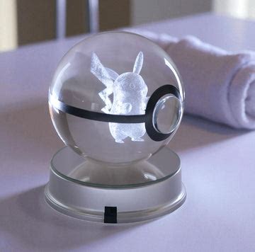 Pikachu Pokémon Crystal Poké Ball 3D Laser Engraved Figurine | Color C