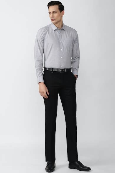 Buy Men Grey Regular Fit Solid Full Sleeves Formal Shirt Online ...