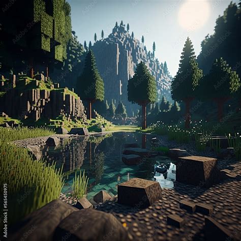 Minicraft pixel art style 3d render image cool for room decoration ...