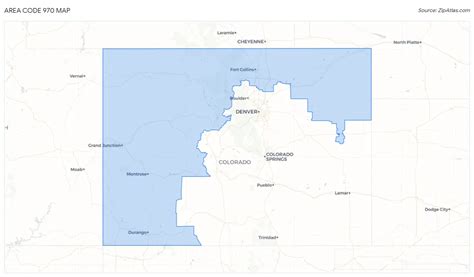 Image result for 970 Area Code Location Map