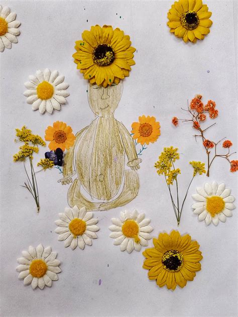 Marshpoint 3rd to 5th grade classes session 3- flower collage art project! - Amore Art