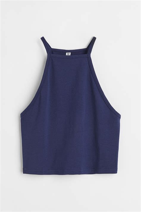 Cropped top - Dark blue - Ladies | H&M IN