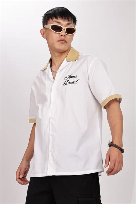 Access Denied: White Embroidery Cotton Cuban Shirt – Eszett