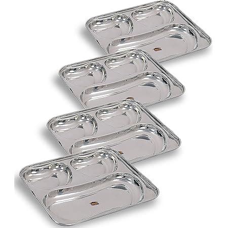 Buy URBAN KRAFT 3In1 Stainless Steel Plates with Compartments/Pav Bhaji ...