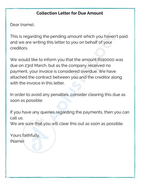 Image result for First Collection Letter Sample