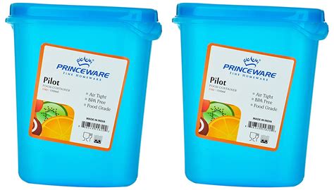 Buy Princeware Pilot Food Plastic Container Set, 1.3 litres, 2-Pieces ...