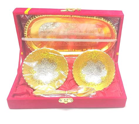 Buy Newebit Decorative Gold & Silver Plated Bowl Set – 2 Bowls, 2 ...