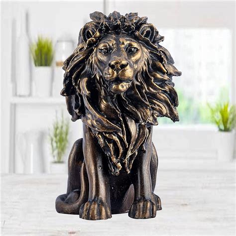 Buy Shalinindia Brass Lion Figurine, Height 6 Inch, Length 7.5 Inch ...