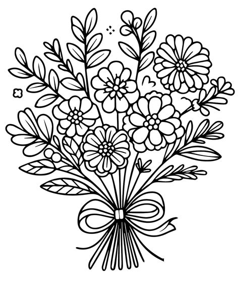 Bouquet of Flowers coloring page - Download, Print or Color Online for Free