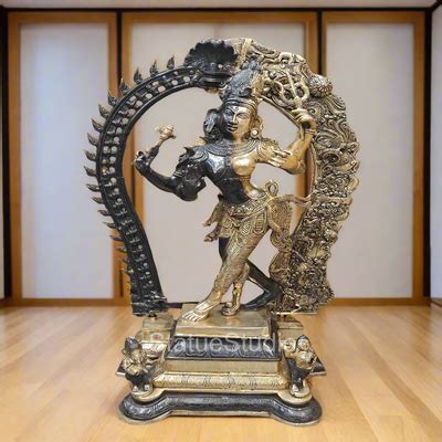 Brass Large Ardhanarishawar Shiva Statue Antique Finish For Home Decor ...