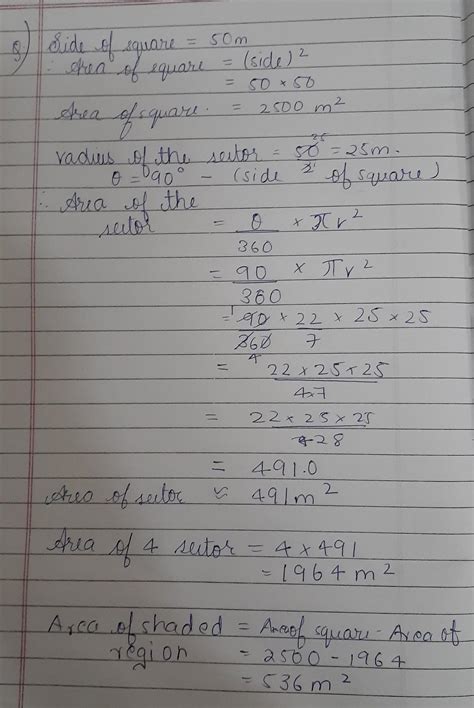 In the figure given aboveABCD is a square of side 50 m. PointsP, Q, R ...