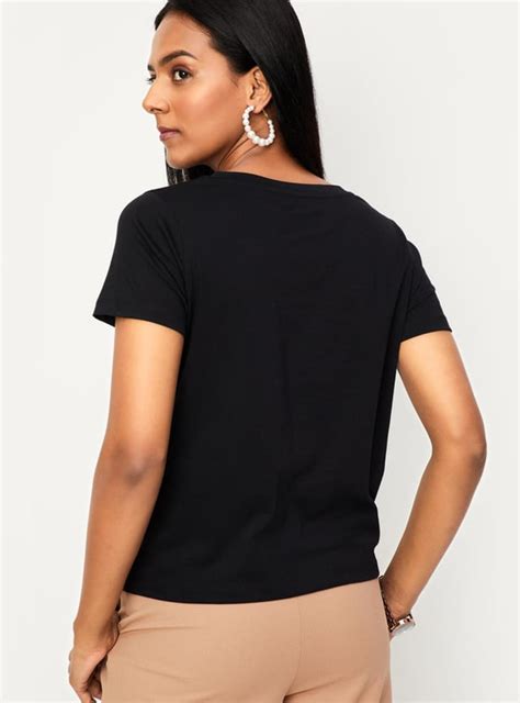 Buy Women Solid V-neck T-shirt Online at just Rs. 199.0 - 1000012703485 ...