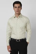 Buy Men Cream Regular Fit Print Full Sleeves Wedding Shirt Online ...