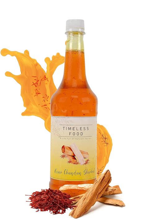 Timeless Food Chandan Kesar Sharbat 750ml | Sandalwood & Saffron Syrup ...
