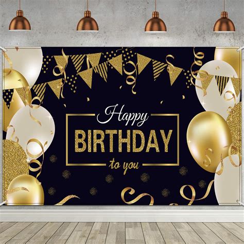 Blulu Happy Birthday Backdrop Banner Extra Large Birthday Sign Poster ...