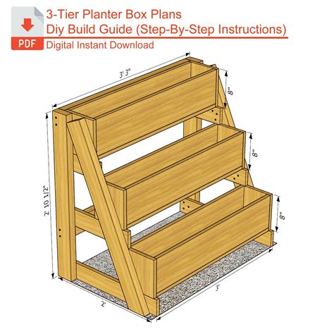 3-tier Raised Garden Planter Box Plans: DIY Woodworking (PDF Digital ...