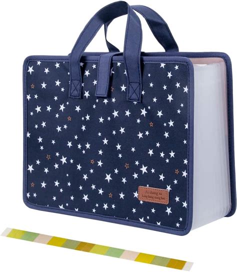 Buy Uquelic Portable 13 Pockets File Folder - Tote Cute Star Oxford ...