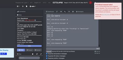Lots of Recv: echo:enqueueing "M105" appears in the octoprint terminal ...