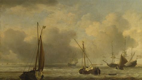 Download wallpaper painting, seascape, Willem van de Velde, Velde ...