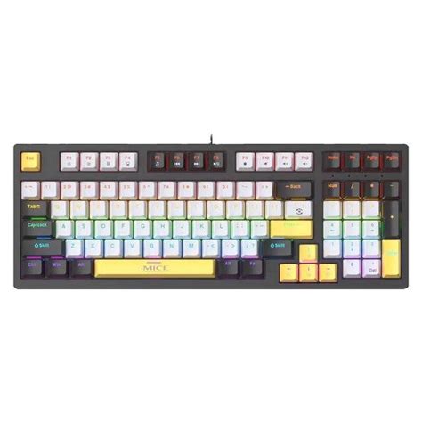 iMice GK500 Mechanical Keyboard [AR-EN] (Black-White-Yellow) | Anas-IQ