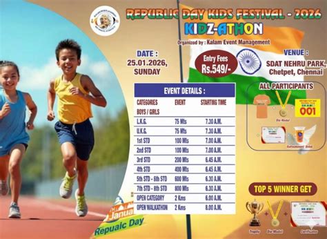 Republic day kids festival KIDZATHON, SDAT Nehru Park, Poonamallee High ...