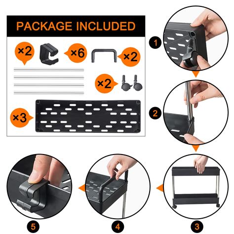 Buy Ronlap 3 Tier Slim Rolling Storage Cart, Skinny Rolling Cart with ...