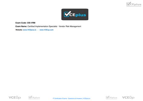 Certified Implementation Specialist: Vendor Risk Management Exam Notes ...