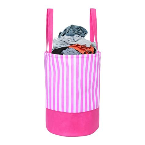 PrettyKrafts 45L Non Woven Stripe Printed Round Foldable Large Laundry ...