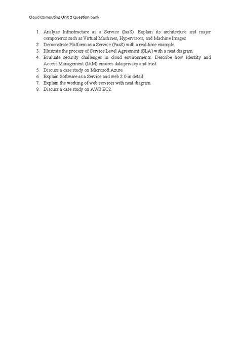 UT 2 Question Bank: Cloud Computing Concepts & Case Studies - Studocu