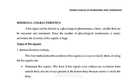 OMD551 - Bio Signal Characteristics in Biomedical Instrumentation - Studocu