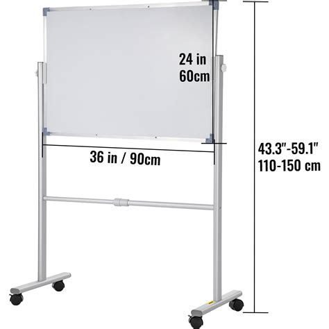 Buy VEVOR Mobile Magnetic Whiteboard w/ Stand 36 x 24 Double Sided, 360 ...
