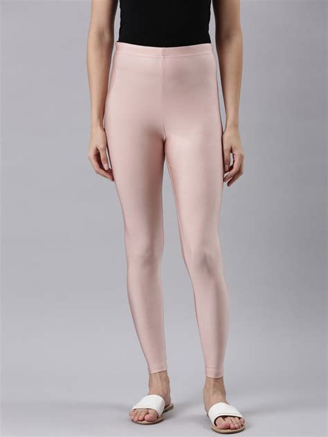 Rose Gold Nylon Stretch Shimmer Leggings – Go Colors India