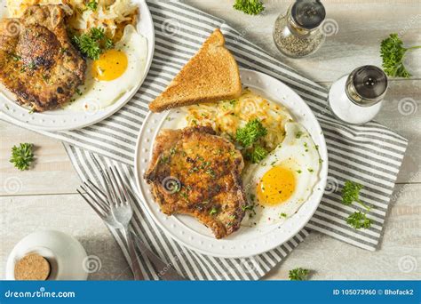 Eigengemaakt Fried Breakfast Pork Chops Stock Foto - Image of barbecue ...