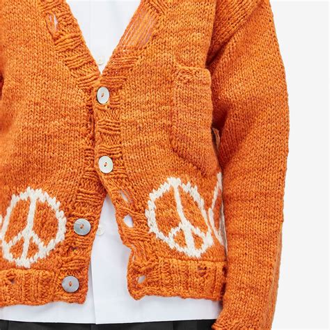 Kartik Research Peace Cardigan Orange & White | END. (KR)