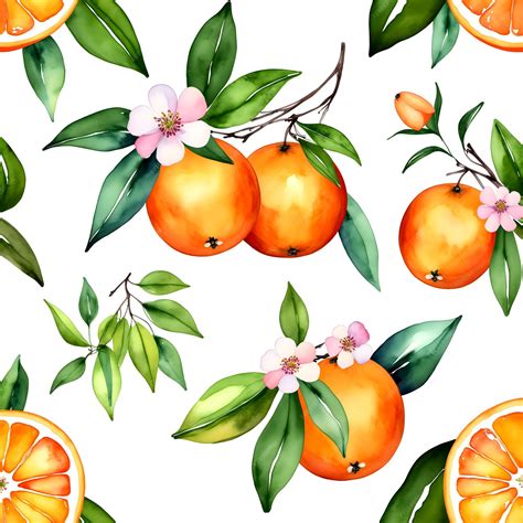 Premium Photo | Watercolor clip art oranges with leaves and flowers