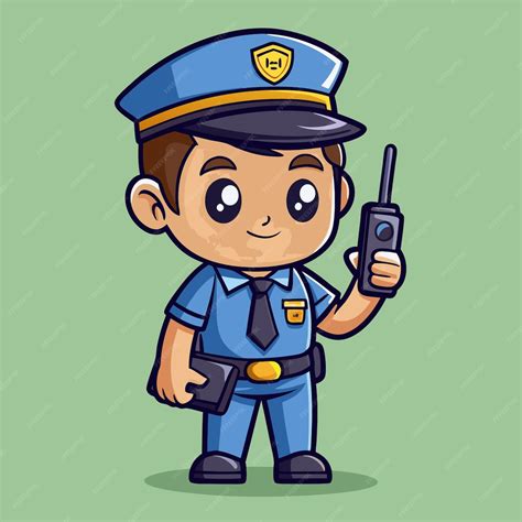 Cute Cop Using Walkie Talkie Cartoon Vector Illustration | Premium AI ...