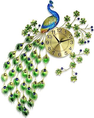 Buy DISHIN Home Decoration European Peacock Wall Clock Crystal Luxury ...