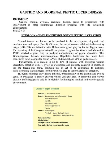 Peptic Ulcer Disease Part1 full-time - GASTRIC AND DUODENAL PEPTIC ...