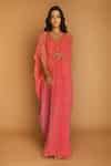 Buy Pink Georgette V Neck Leheriya Print Kaftan For Women by K-Anshika ...