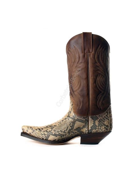 Buy Sendra mens brown snake skin cowboy boots