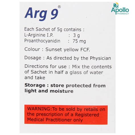 Buy Arg 9 Sachets 5 gm | 19 Minutes Delivery | Apollo Pharmacy