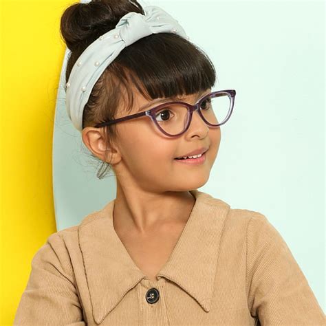 Buy Kids Glasses: Purple Transparent Full Rim Cat Eye Kids 5-8 yrs ...