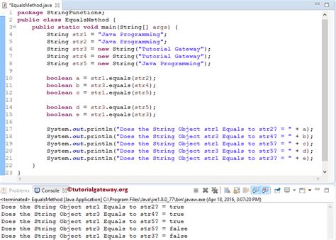 Equals Method Java 的图像结果