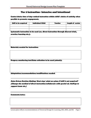 Image result for 3 Tiered Lesson Plan Example
