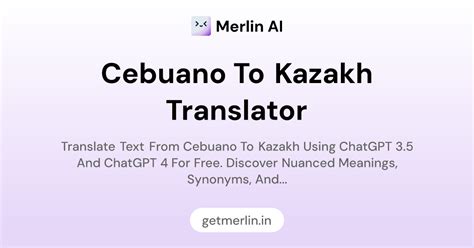 Cebuano to Kazakh Translator