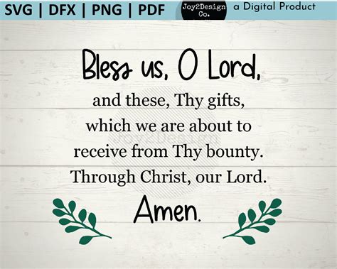Bless Us O Lord Prayer SVG | DFX | PNG | Dinner Prayer Cut File ...