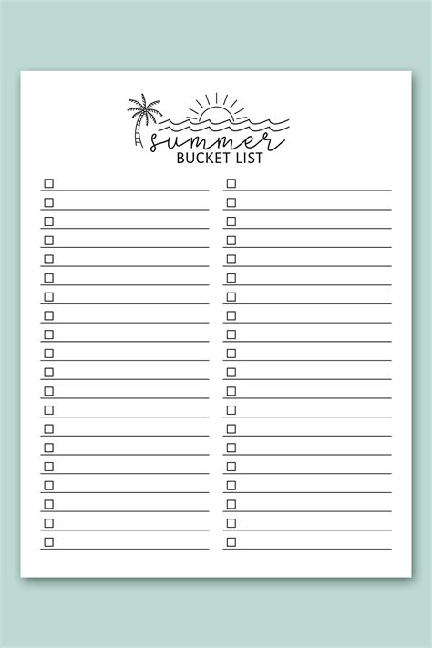 Cute Printable Bucket List Template - Free Printable